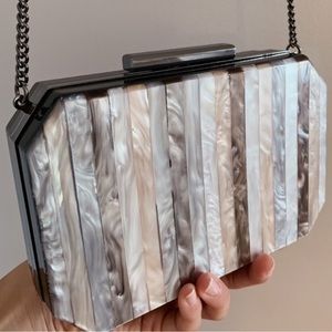 Zara Marble Stripe pearlescent double-sided clutch